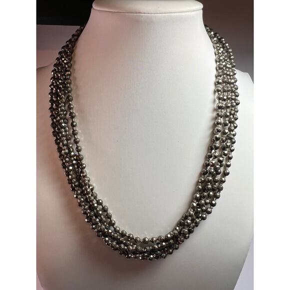 NEW pyrite multi strand necklace with sterling silver clasp - Picture 1 of 14
